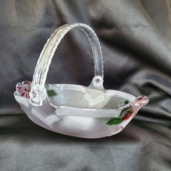 Mikasa Celebrations Holiday Bells Collection Basket 7.75" Clear & Red Christmas - Picture 11 of 16